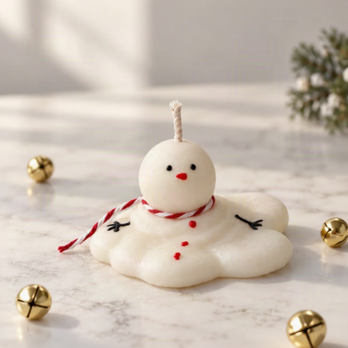 Candela Pupazzo di Neve Fuso in Cera di Soia | Pupazzo di Neve Che Si Scioglie | Fatto a Mano & Senza Profumo | Candela Invernale | Decorazione Natalizia | Idea Regalo