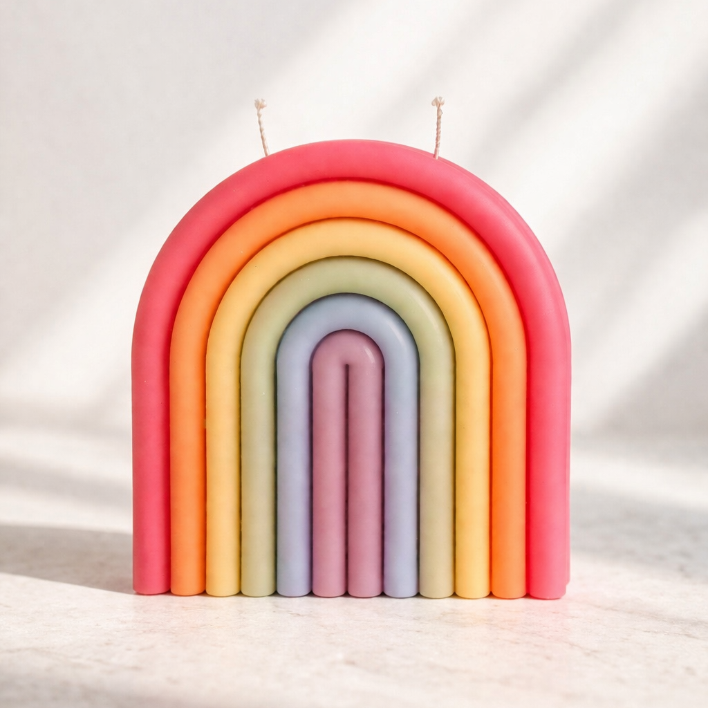 Pastell Regenbogen Kerze