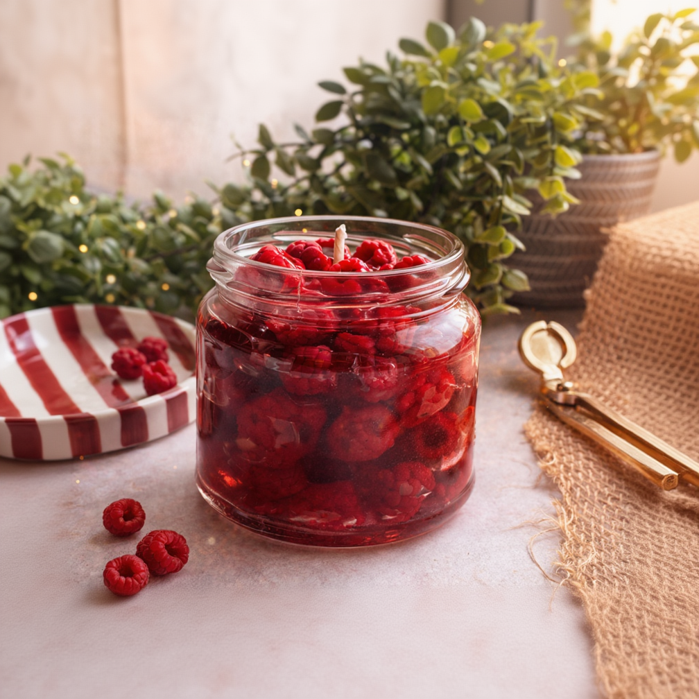 Himbeermarmelade Kerze