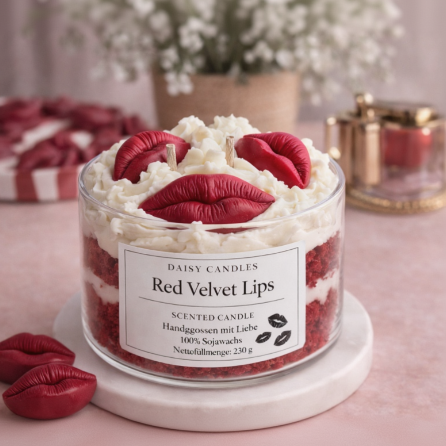 Red Velvet Lips Kerze