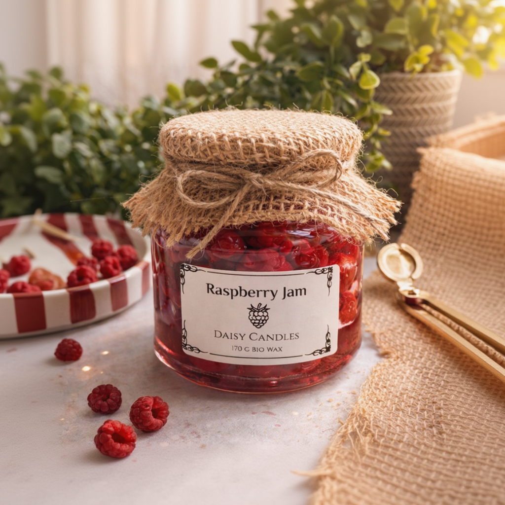 Himbeermarmelade Kerze