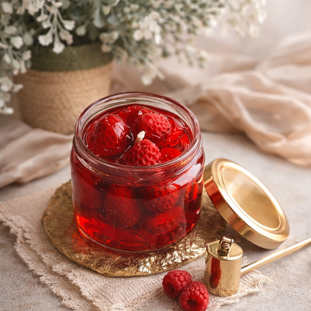 Erdbeer-Marmeladenkerze