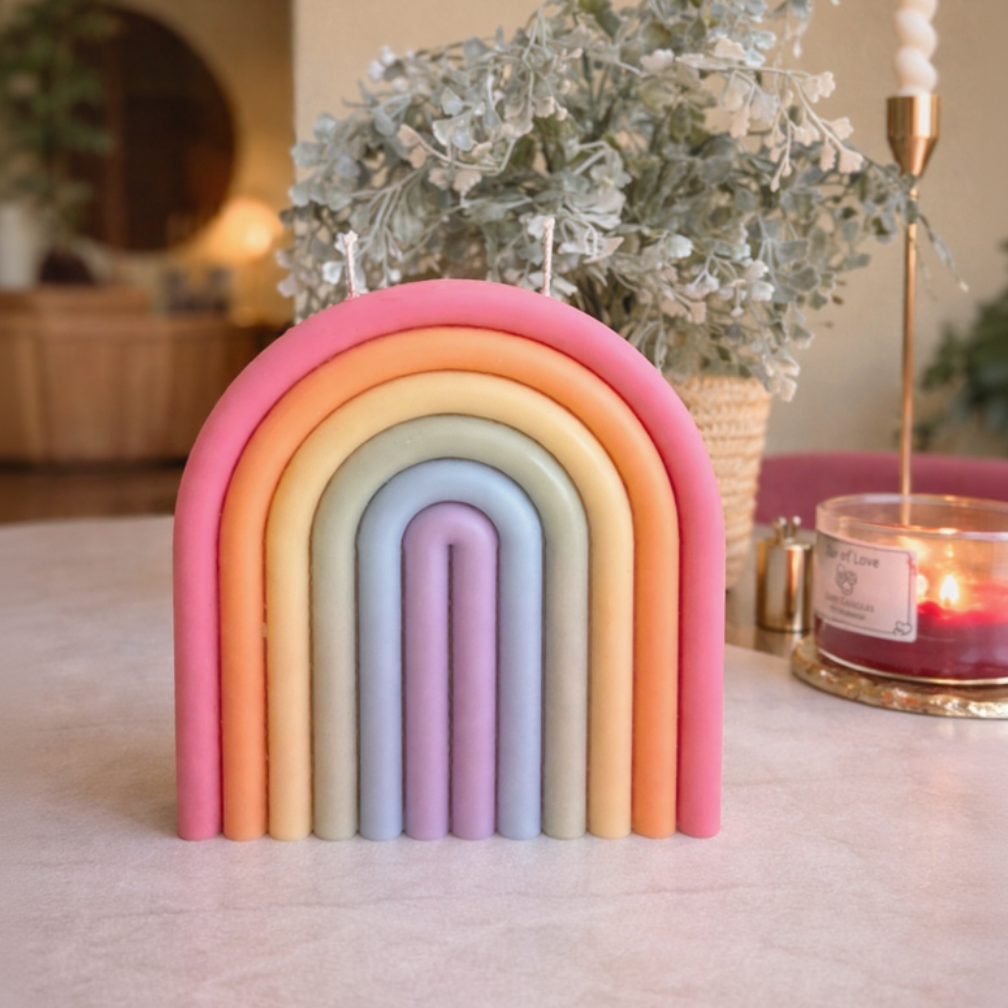 Pastell Regenbogen Kerze