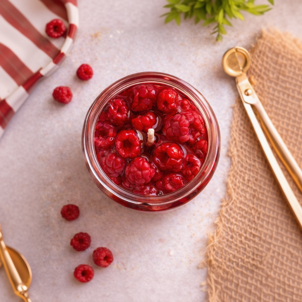 Himbeermarmelade Kerze