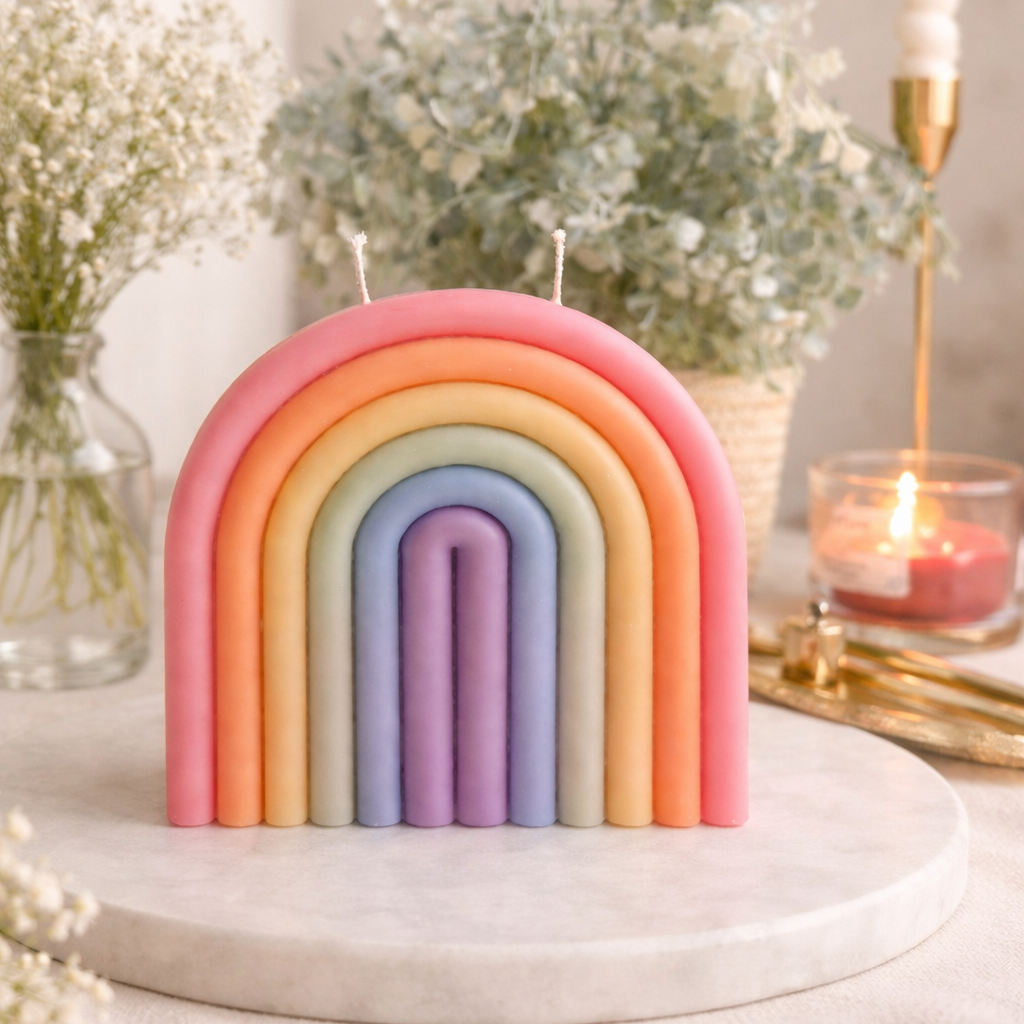 Pastell Regenbogen Kerze