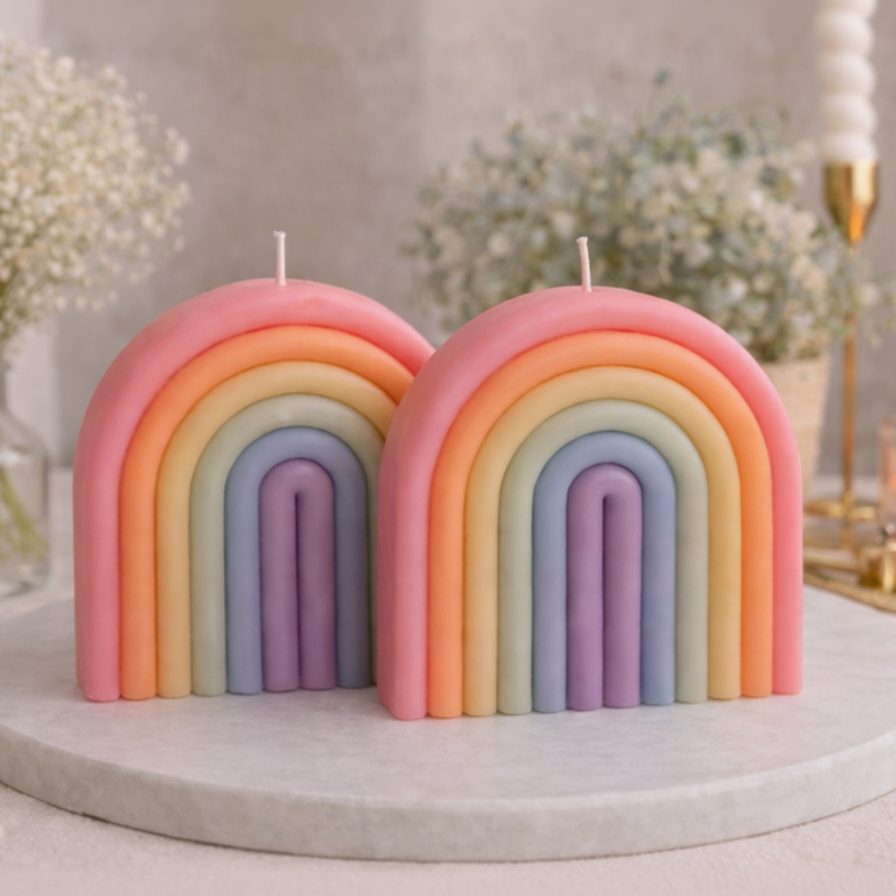 Pastell Regenbogen Kerze