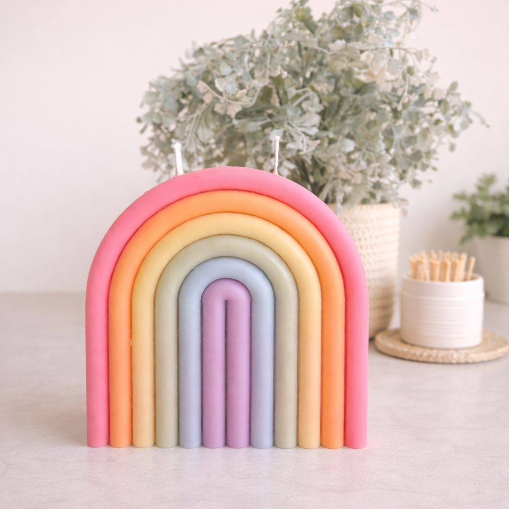 Pastell Regenbogen Kerze